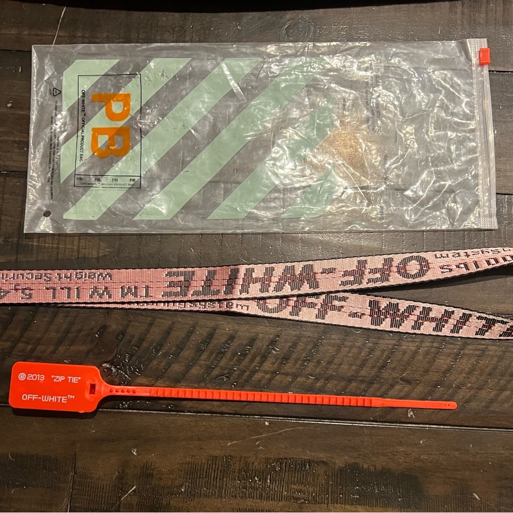 Off-White Pink and Black Industrial Lanyard Keychain